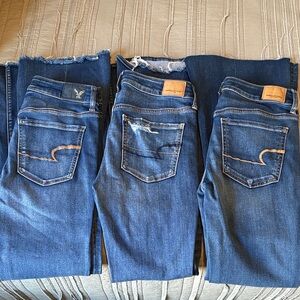 American Eagle Outfitters Dark Blue Flare Jeans 3 pair